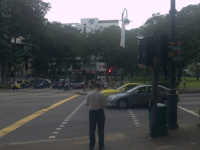 Ready to cross the road