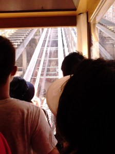 Inside the inclined lift