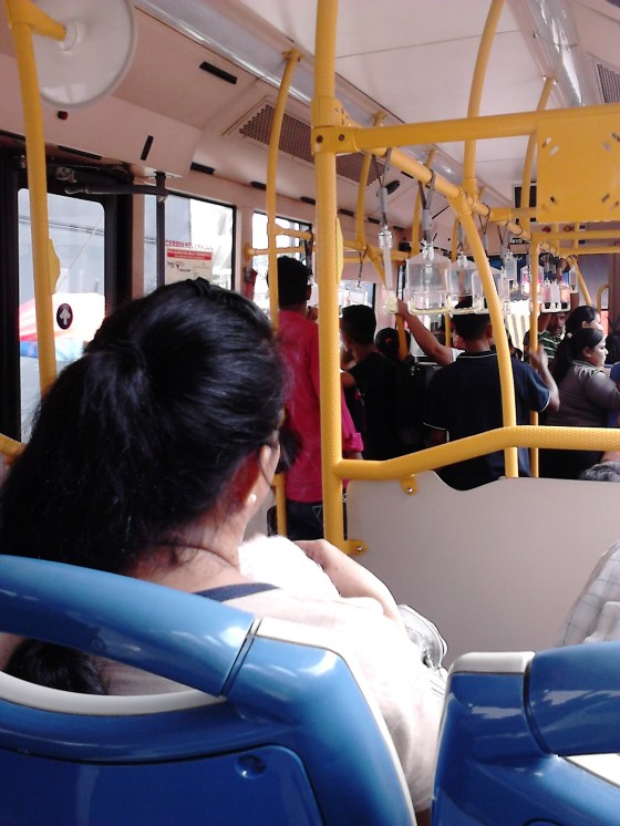 Inside the GoKL Bus. Crowded!