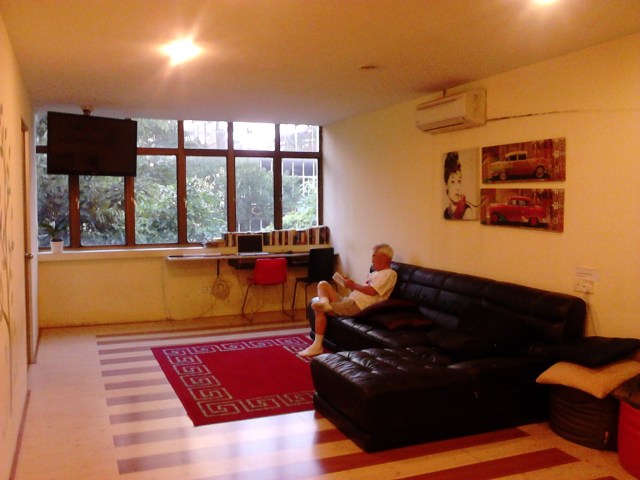 Lounge with TV, PC's, and books