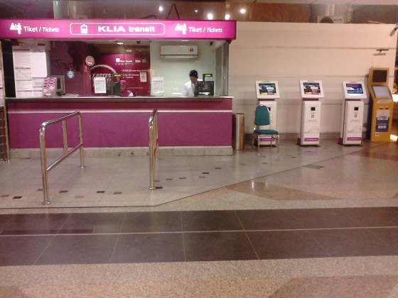 KLIA Transit station at KL Sentral. You can see the locket and the vending machines.