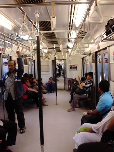 Inside the Jakarta Commuter Line on Saturday morning