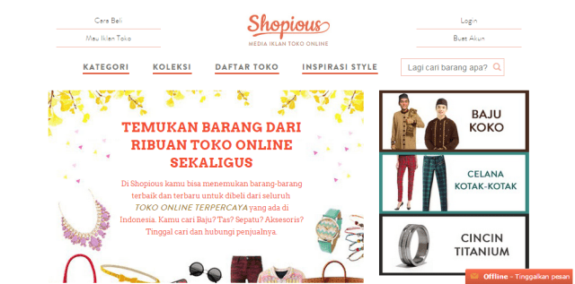 Tampilan depan Shopious.com