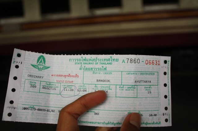 Our ticket to Ayutthaya, 15 THB one way