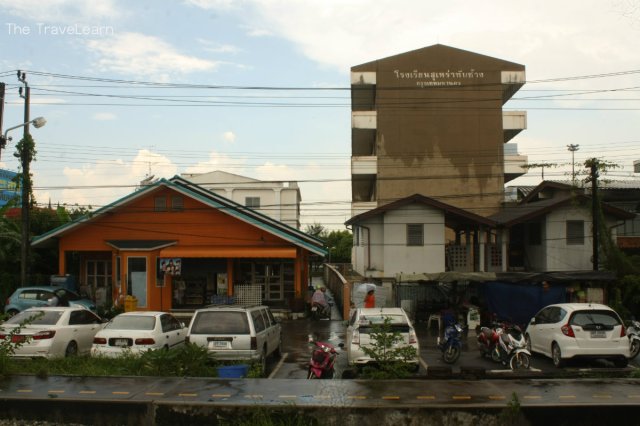 A typical Thai small town along the railway