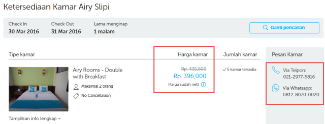 Harga kamar di Hotel Airy Slipi, Jakarta