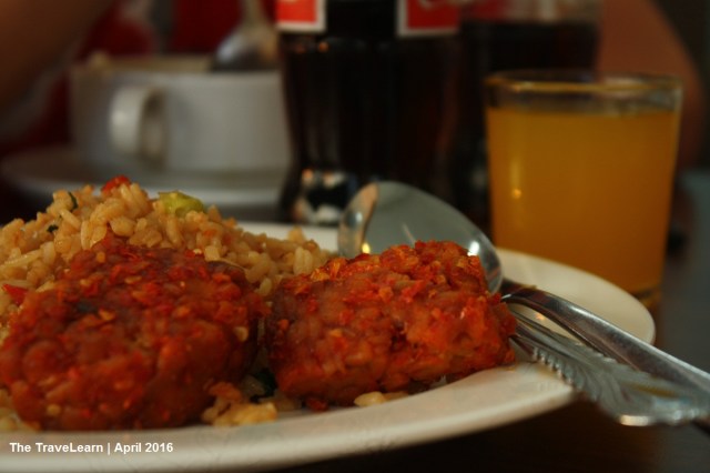 Enjoying our meals at the lounge