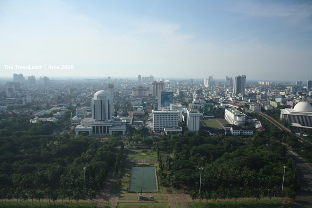 The "foggy" Jakarta skyscrapers, seen from the top of Monumen Nasional (Monas)