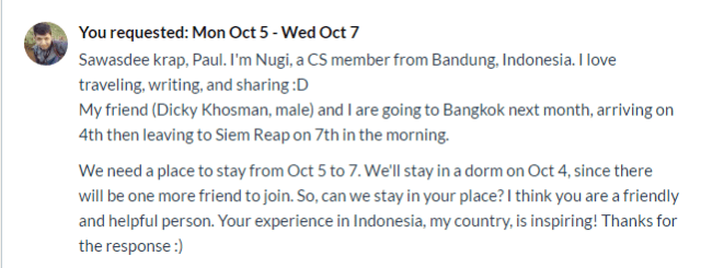 an example of request to stay