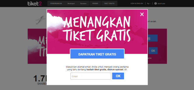 Begitu buka laman Tiket Promo, mata langsung melotot lihat pop-up ini