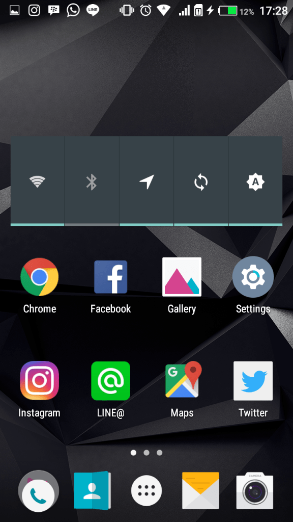 Halaman widget pertama Infinix Hot 3 LTE